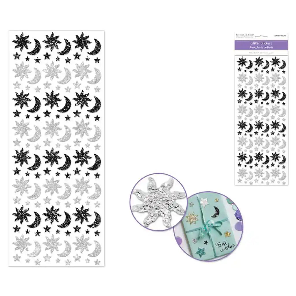 Paper Craft Sticker: 12.5cm x 30.5cm Glitter Shapes Night Celestial