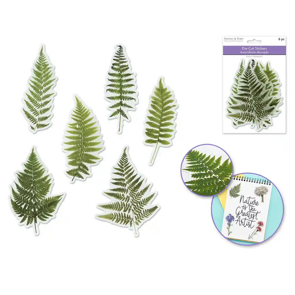 Paper Craft Sticker: Floral Flair Die-Cuts 6pc Asst Fern