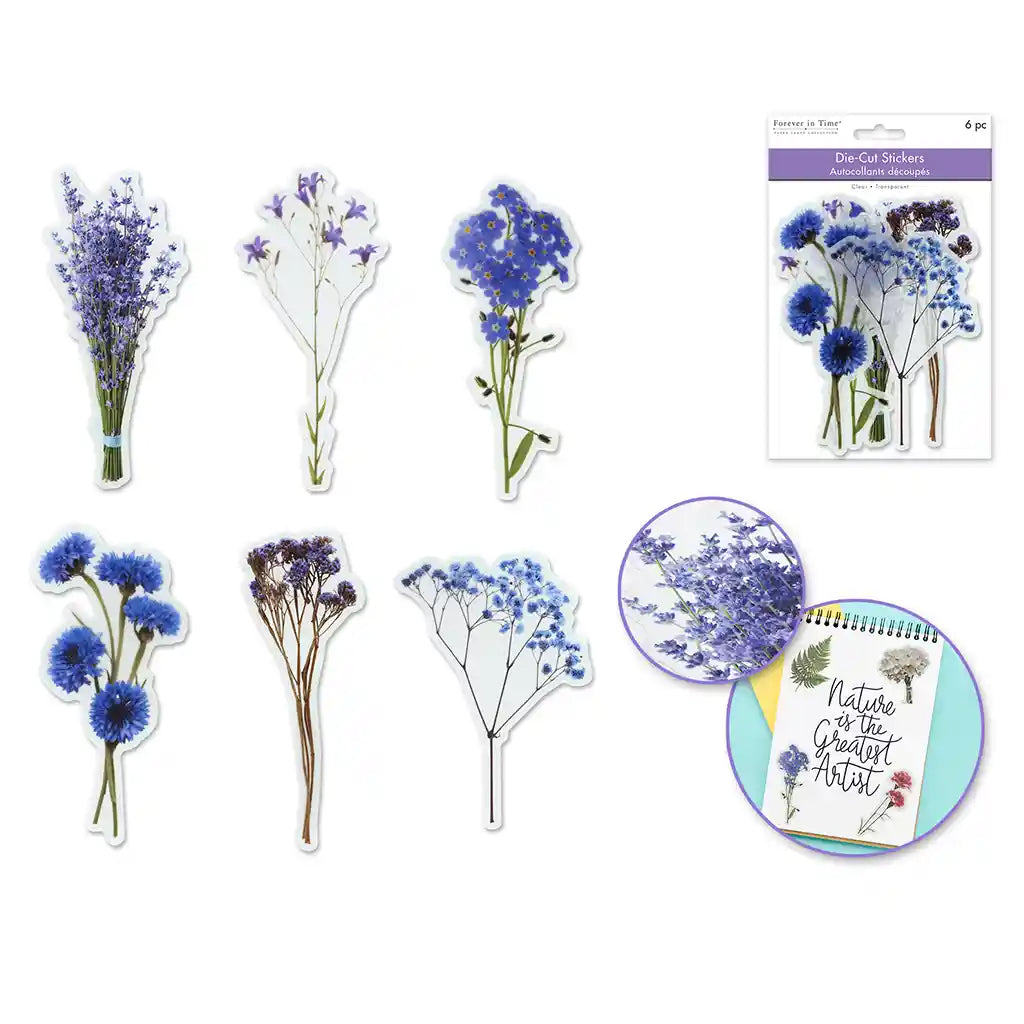 Paper Craft Sticker: Floral Flair Die-Cuts 6pc Asst Lavender