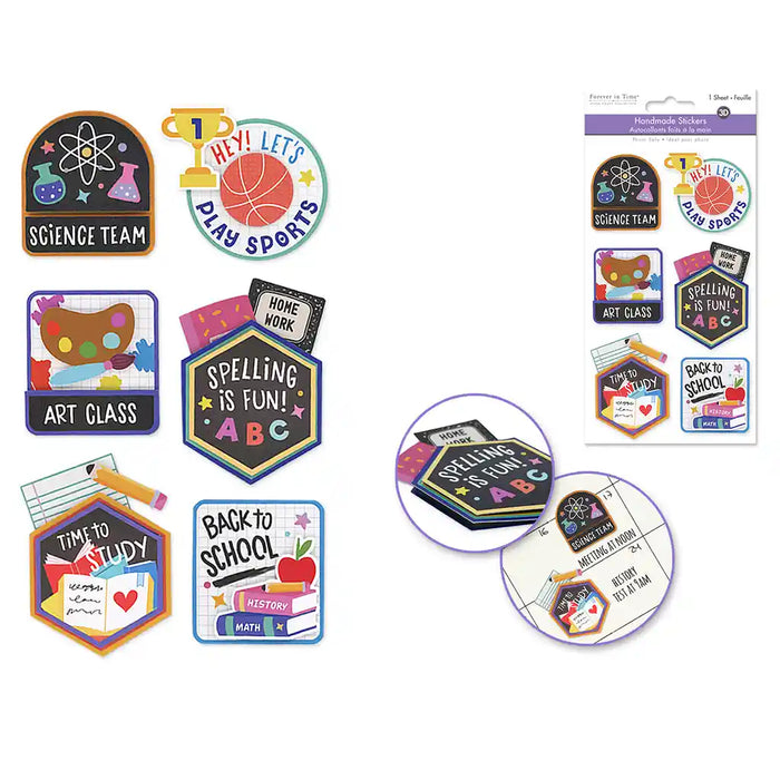 Handmade Sticker: 4.4in X 7.5in 3D Themed Elements Back To School