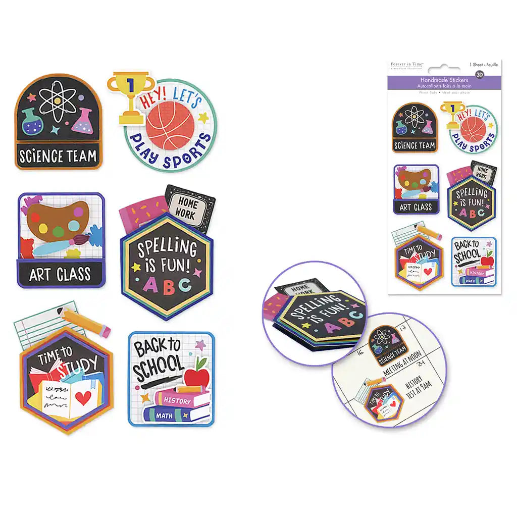 Handmade Sticker: 4.4in X 7.5in 3D Themed Elements Back To School