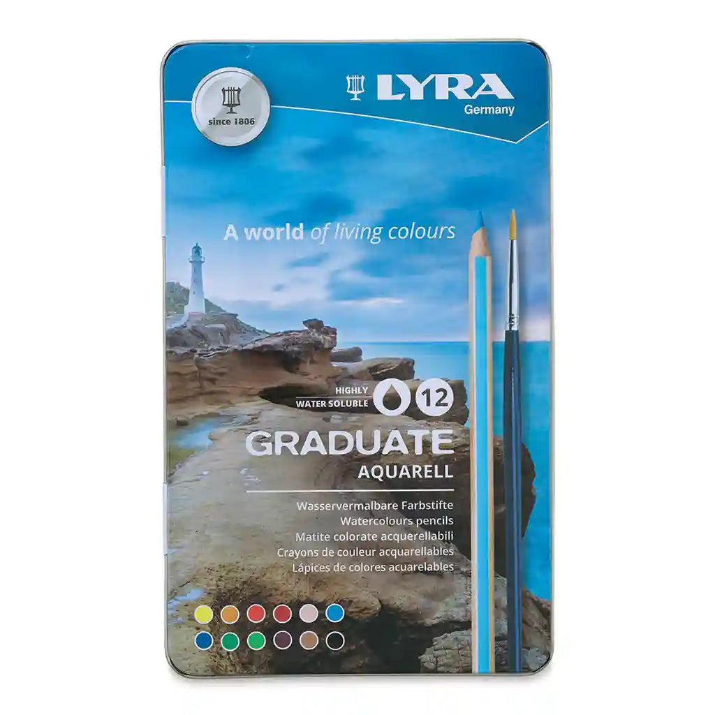 Lyra Graduate Metal Case Aquarell Colored Pencil 12pcs