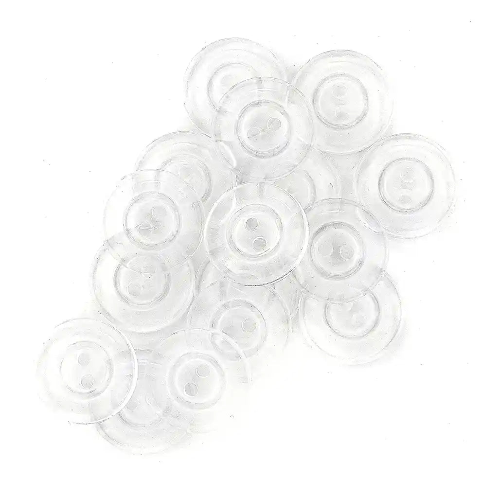 Buttons 2Hole 17mm Transparent 16ct
