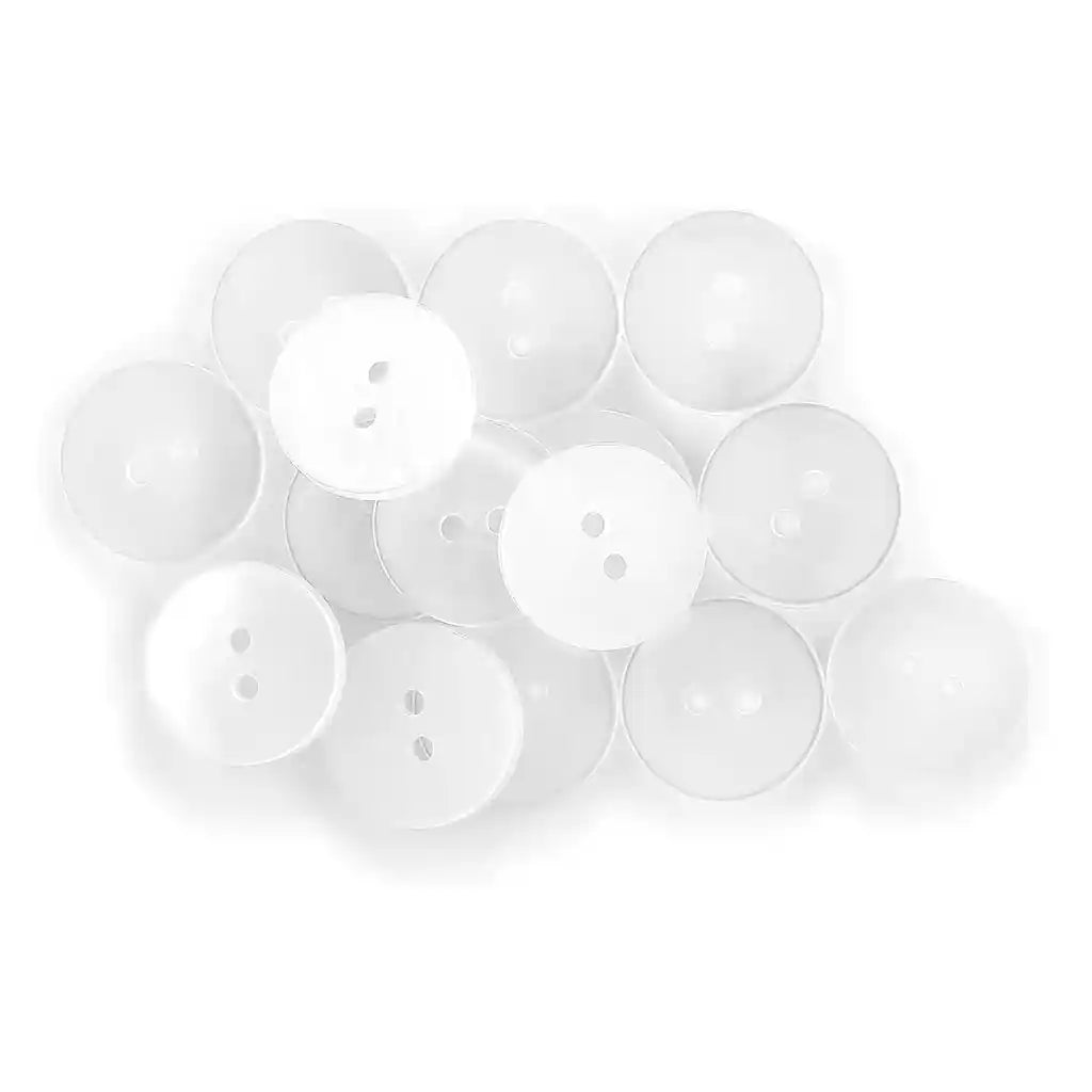Buttons Skirt-Pants 2hole 17mm White 15pc