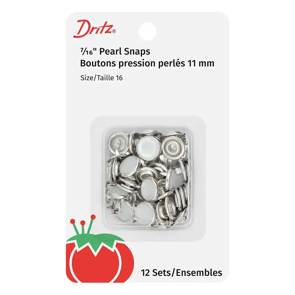 Snap Pearl 7/16in White 12 Set