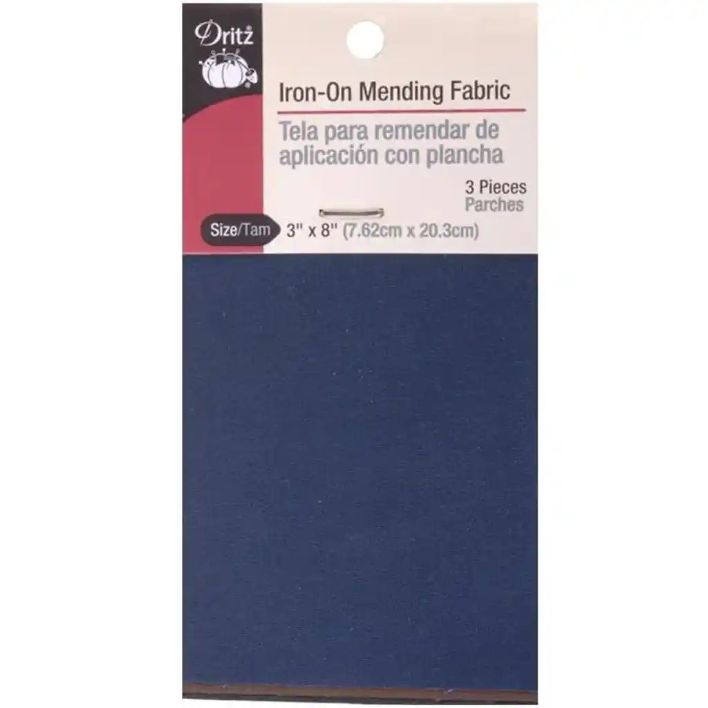 Fabric Mending Iron On 3x8in Dark Assorted 3pc