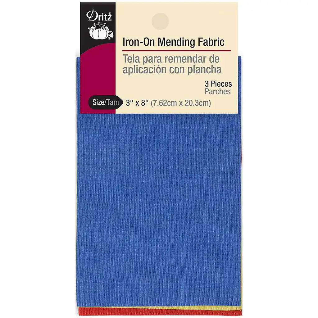Fabric Mending Iron On 3x8in Bright Assorted 3pc