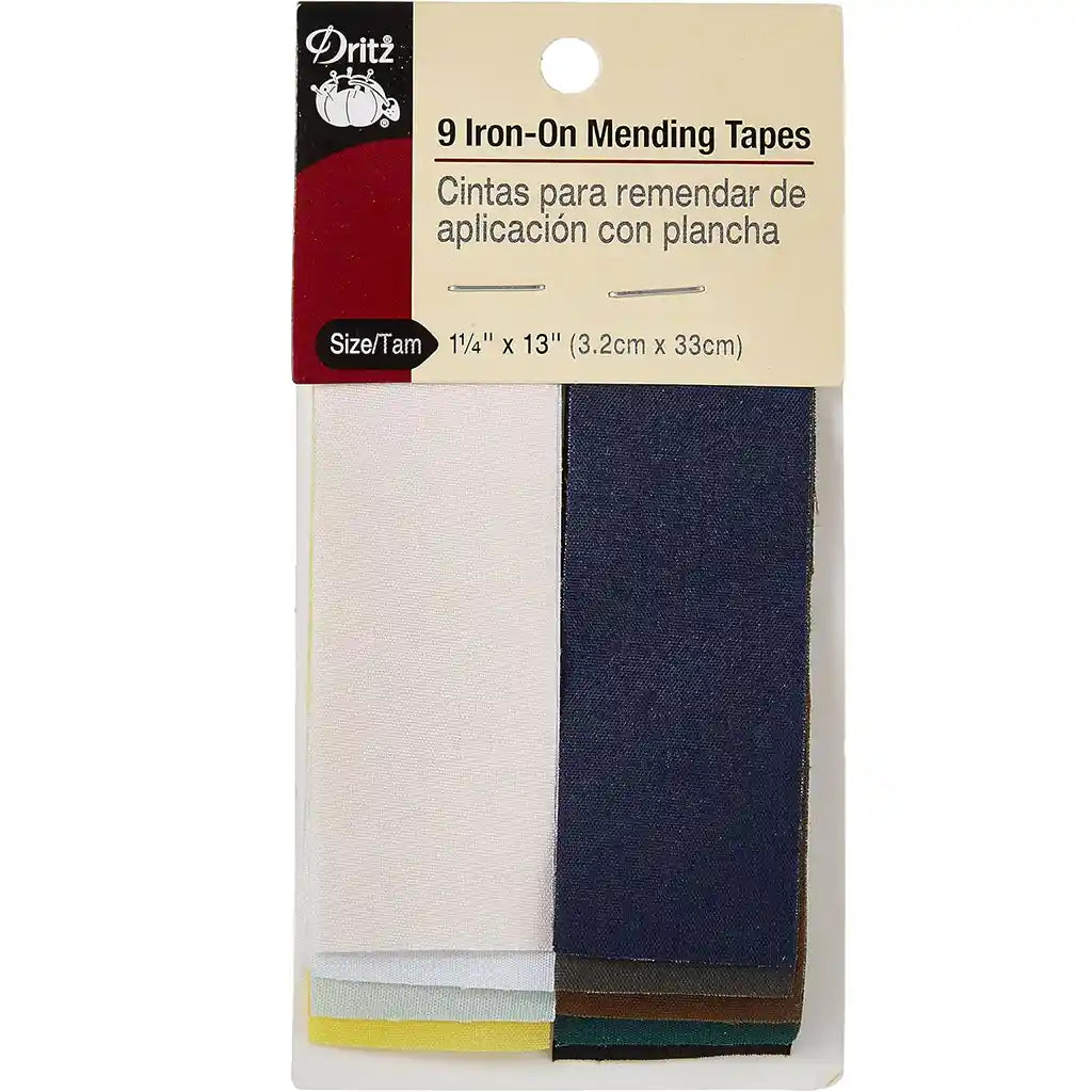 Mending Tape Iron On 1.25in x 13in, Assorted 9pc