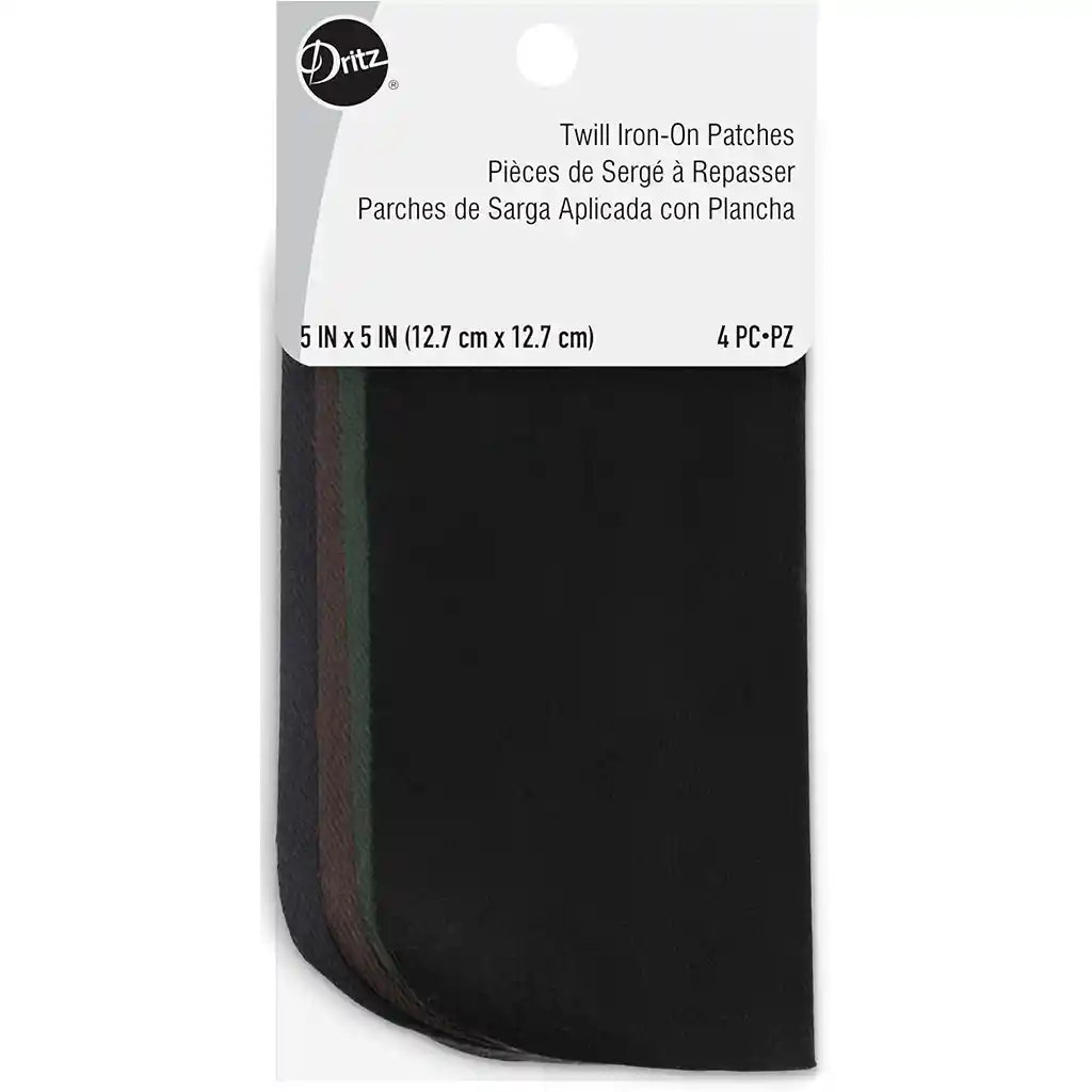 Patch Twill Iron On 5in x 5in Dark Assorted, 4pc