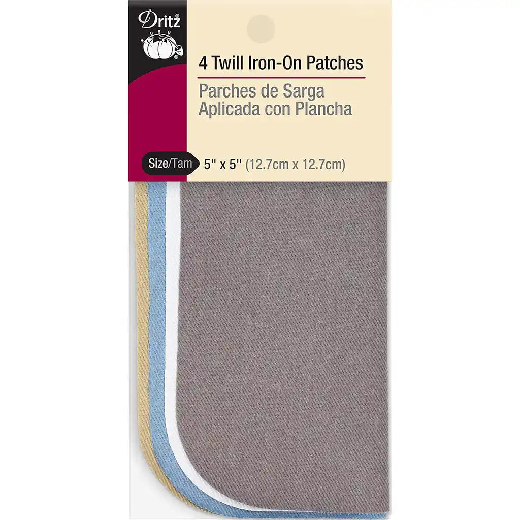 Patch Twill Iron On 5in x 5in Light Assorted, 4pc