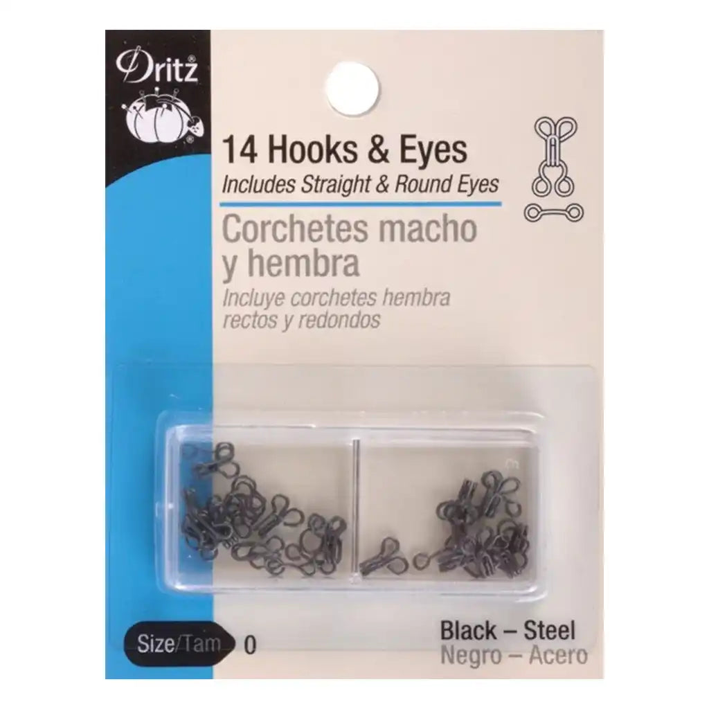 Hooks &amp; Eyes Size 0 Black 14Set