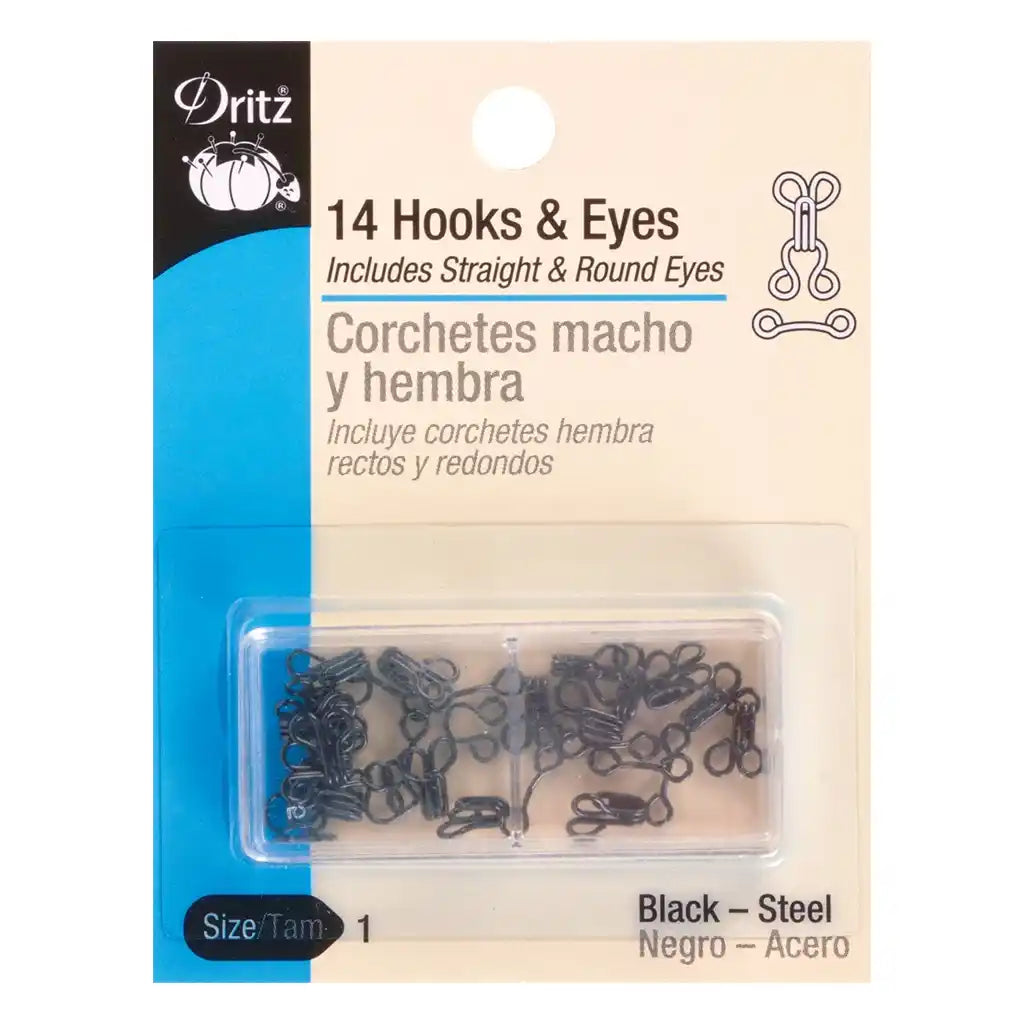 Hook/Eye Size 1 Black 14Set