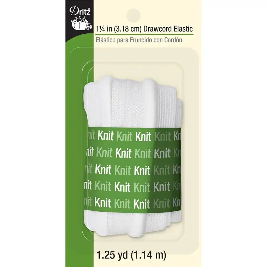 Knit Drawcord White 1.25in x 1.25yd