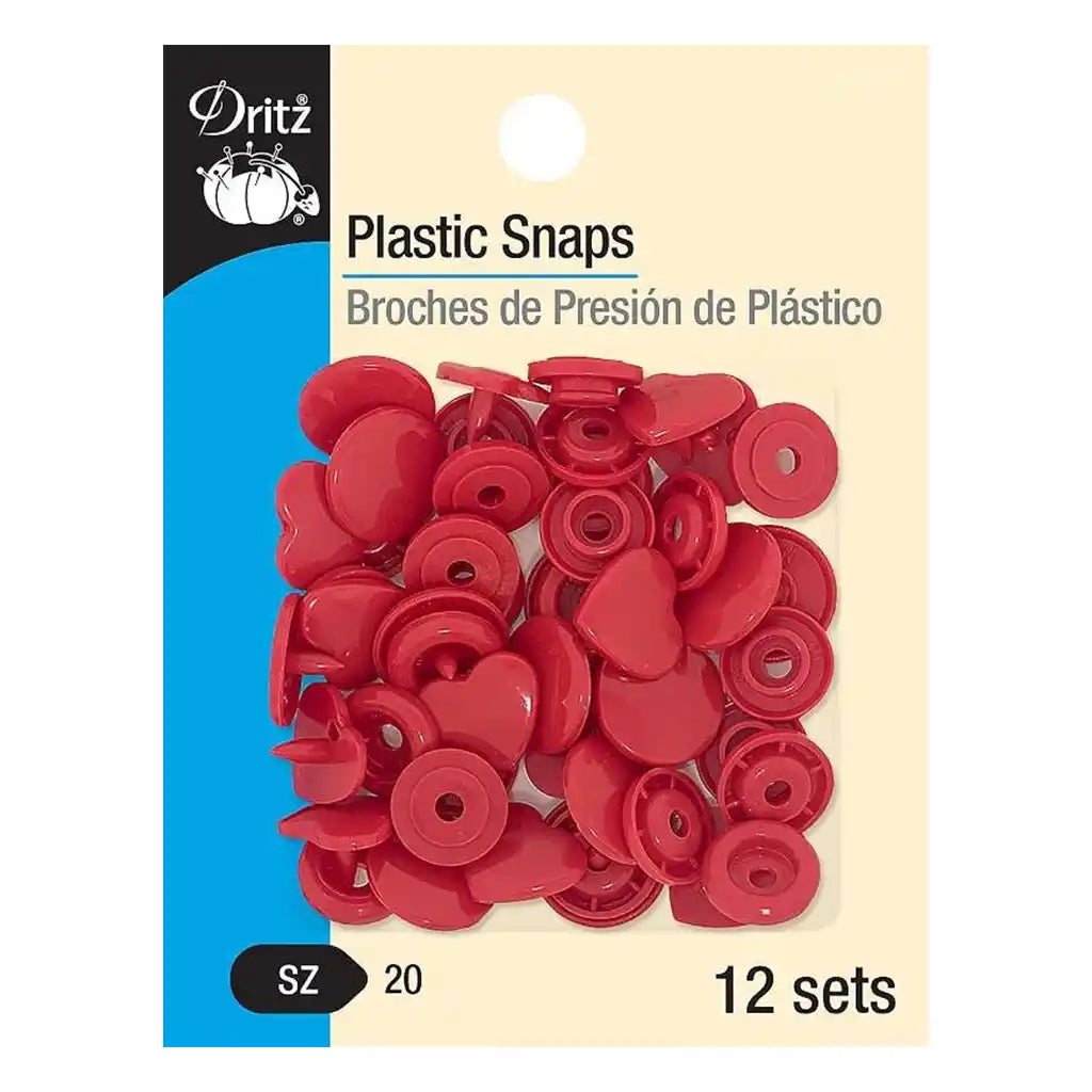 Plastic Snaps Heart, Red
