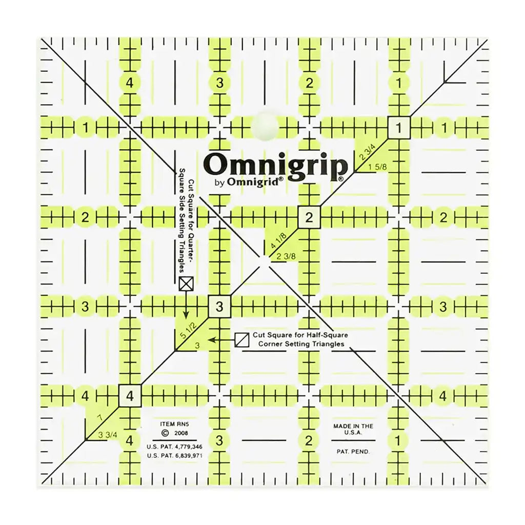 Omnigrid Non-Slip Ruler, 5in Square