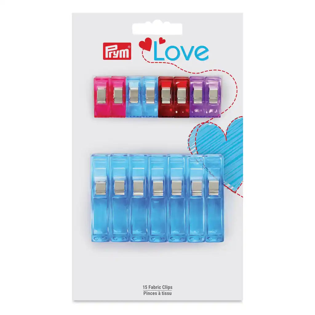 Prym Love Fabric Clips Assorted, 15pc