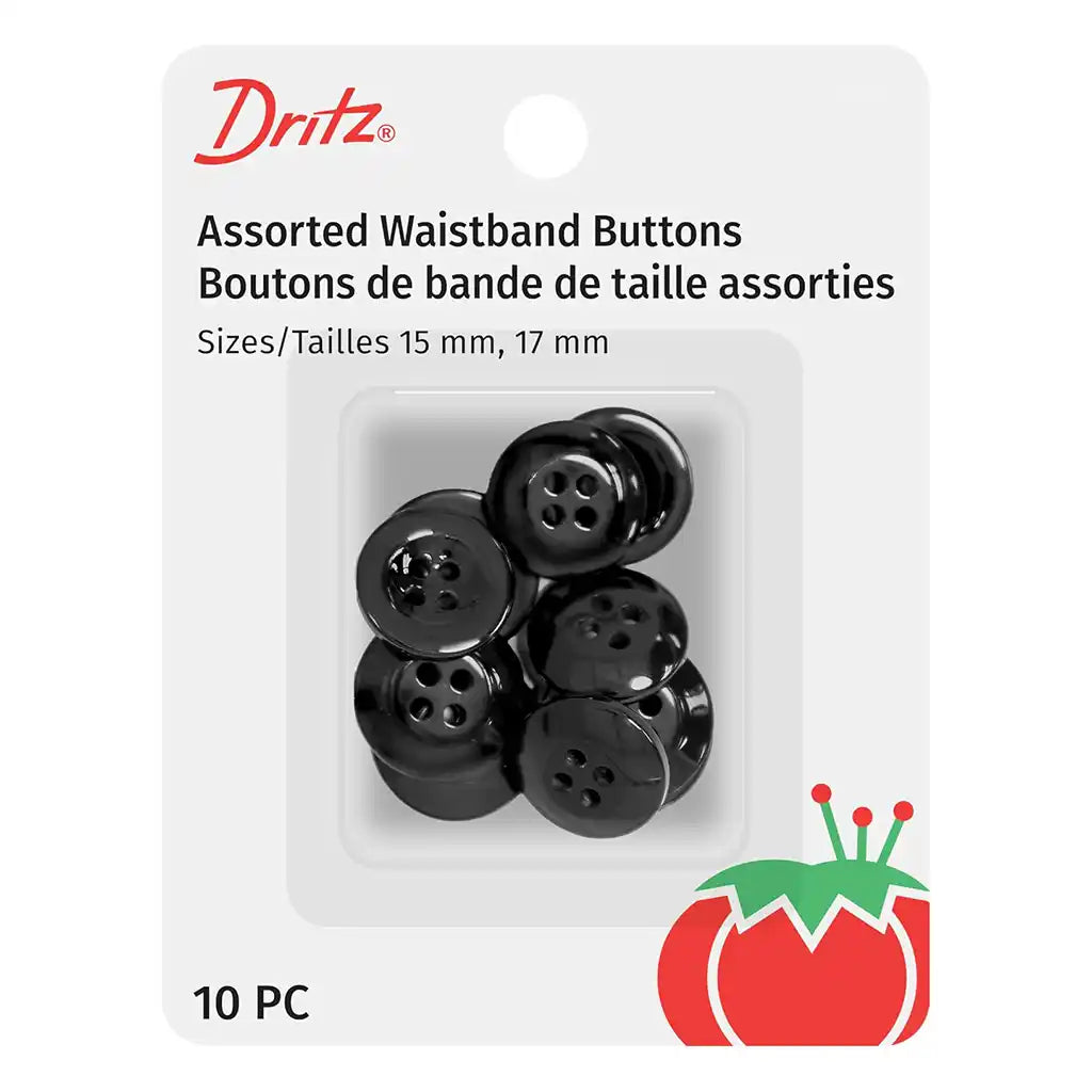 Button Skirt-Pants 4hole 17mm Black 10pc