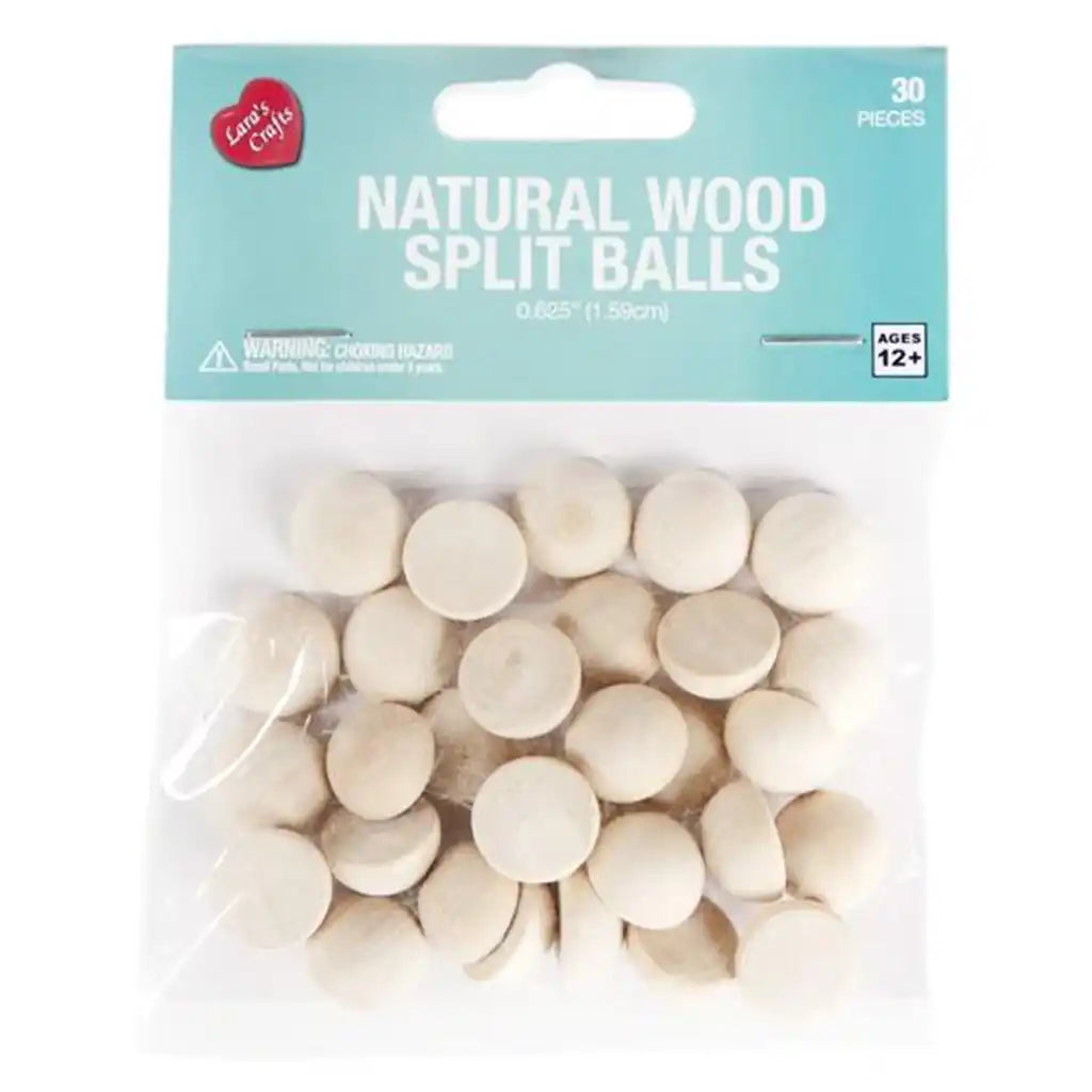Split Ball Wood Beads 30/Pkg