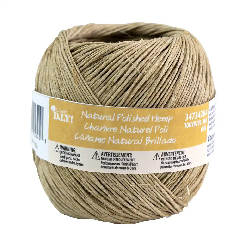 Thin Hemp Cord 20lb, Natural