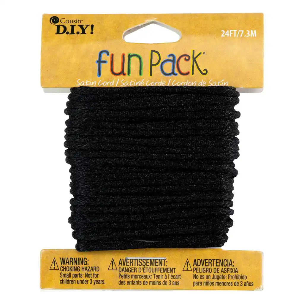 Fun Pack Satin Cord 8yd, Black
