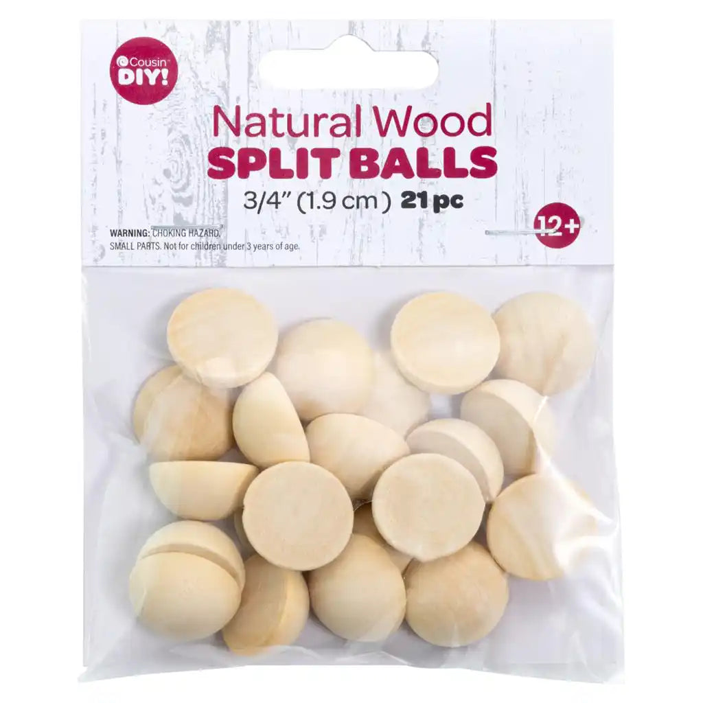 Unfinished Wood Split Ball 21/Pkg