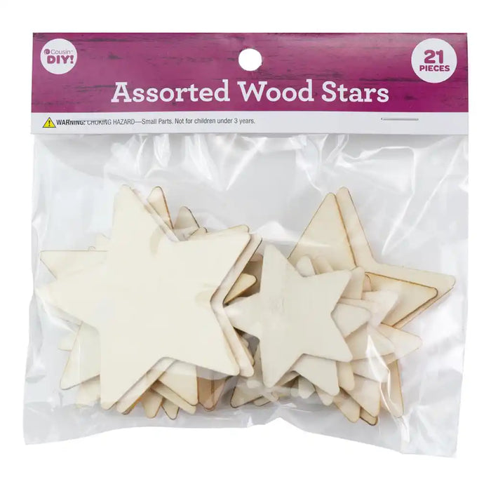 Wood Stars 21/Pkg Assorted
