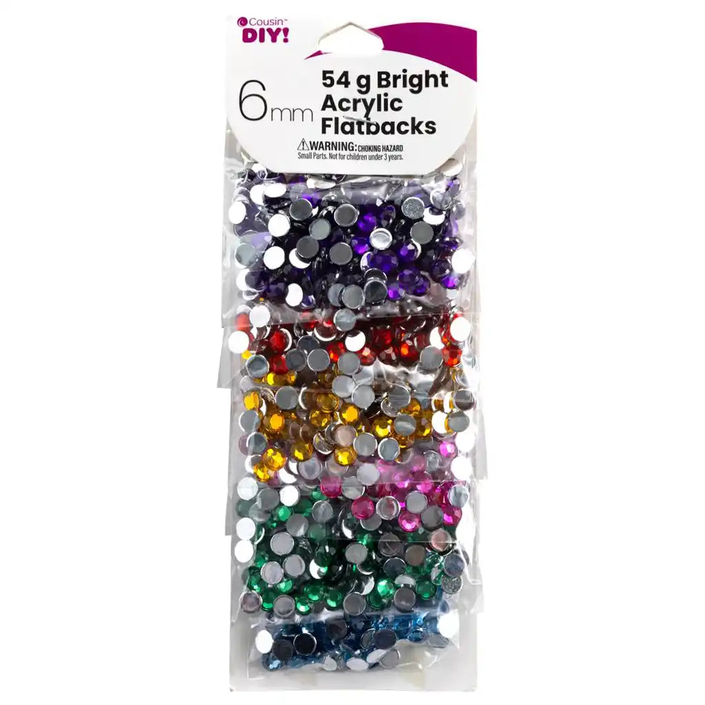 Acrylic Flatbacks 6mm, Bright