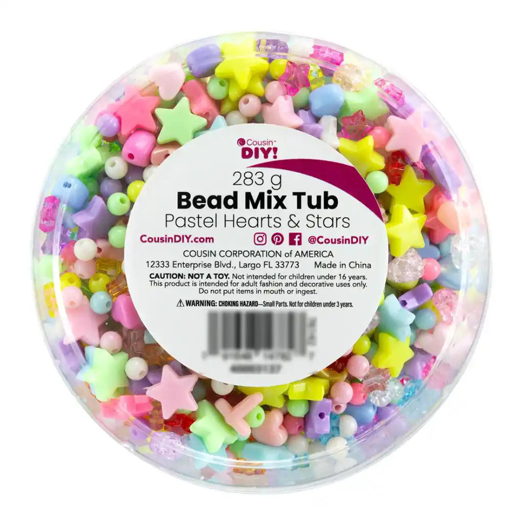 Pastel Heart and Stars Bead Tub