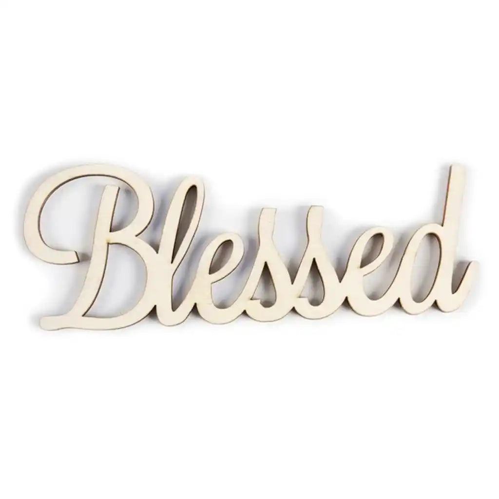 Wood Script Phrase, Blessed