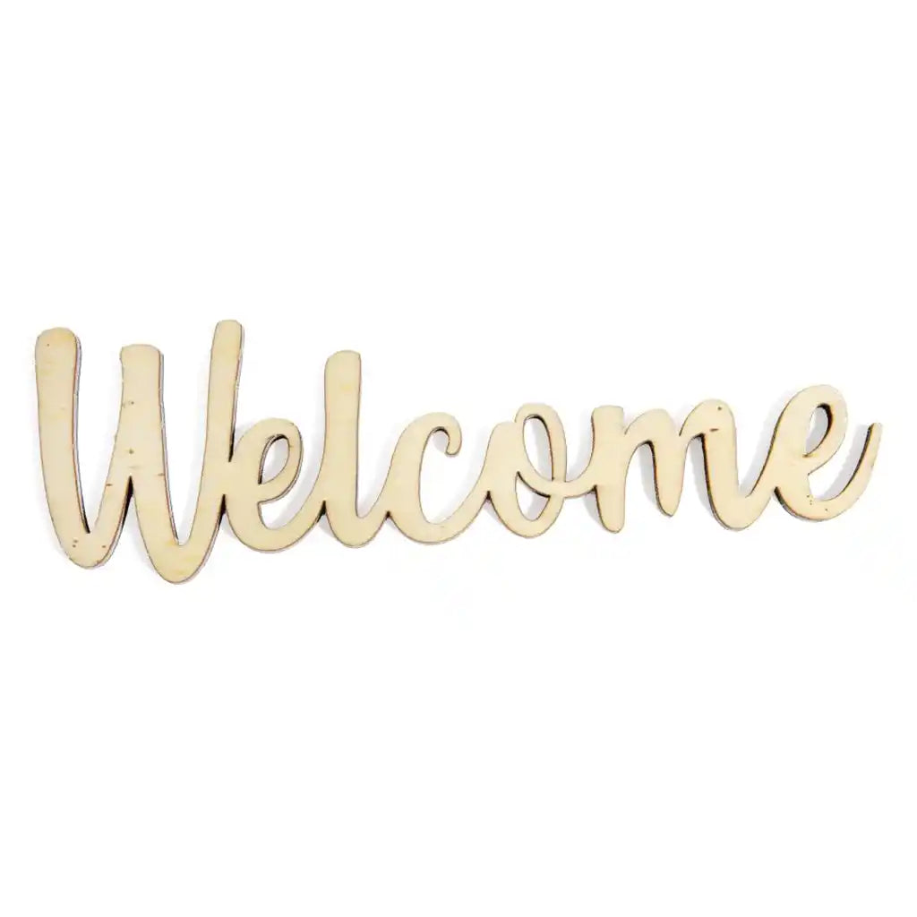 Wood Script Phrase, Welcome