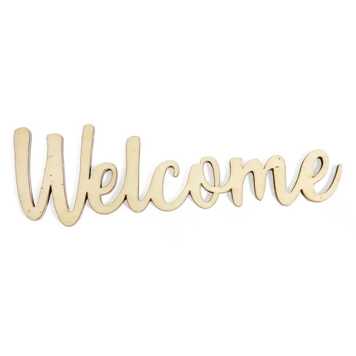Wood Script Phrase, Welcome