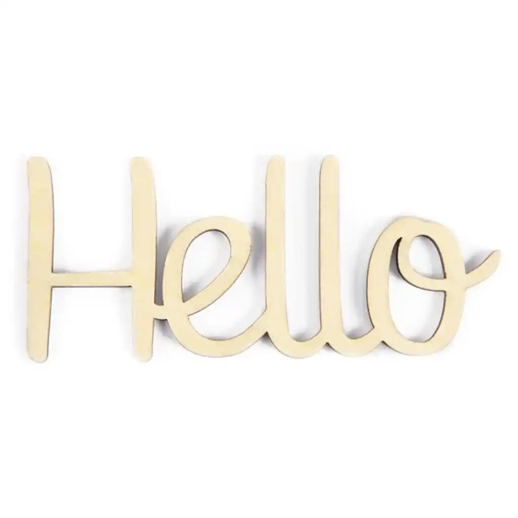 Wood Script Phrase, Hello