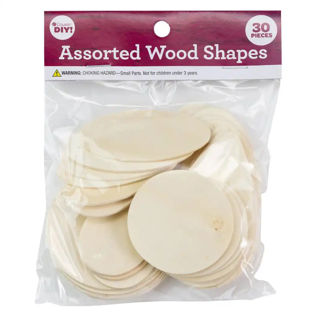 Unfinished Wood Shapes Assorted 30/Pkg