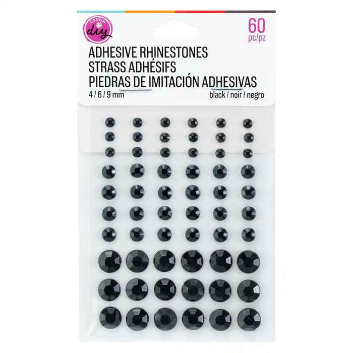 Adhesive Rhinestones 60/Pk, Black