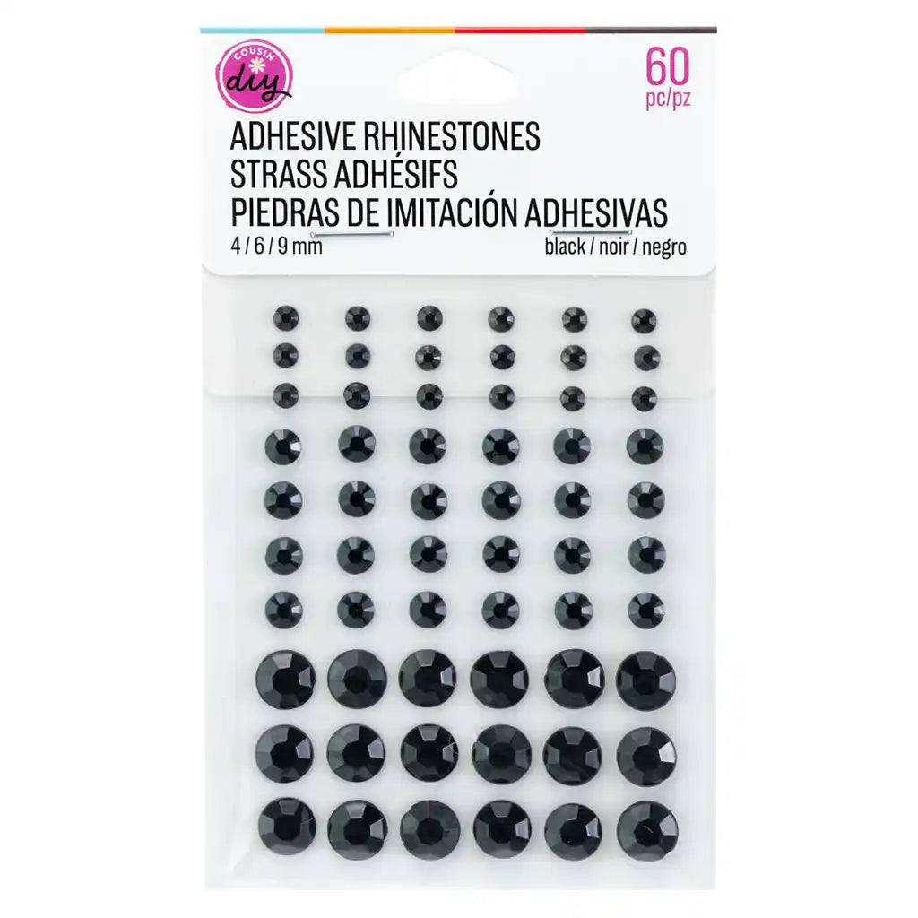 Adhesive Rhinestones 60/Pk, Black