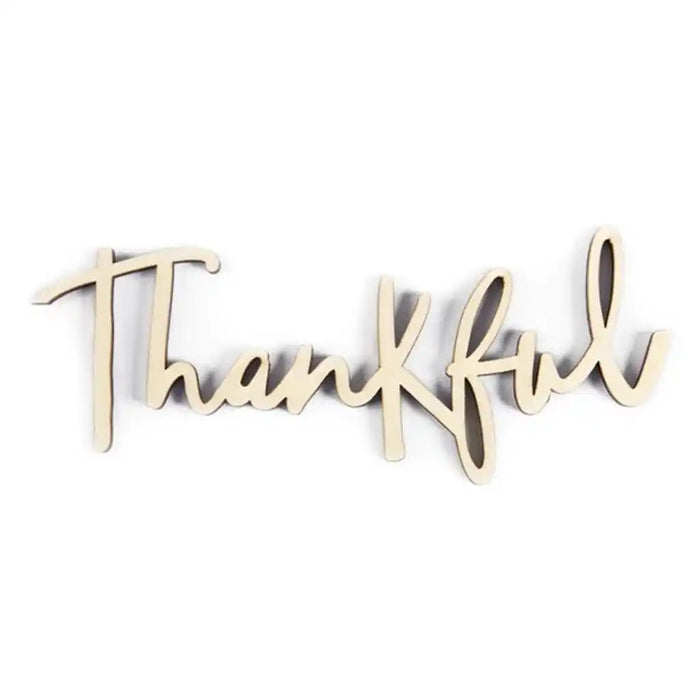 Wood Script Phrase, Thankful