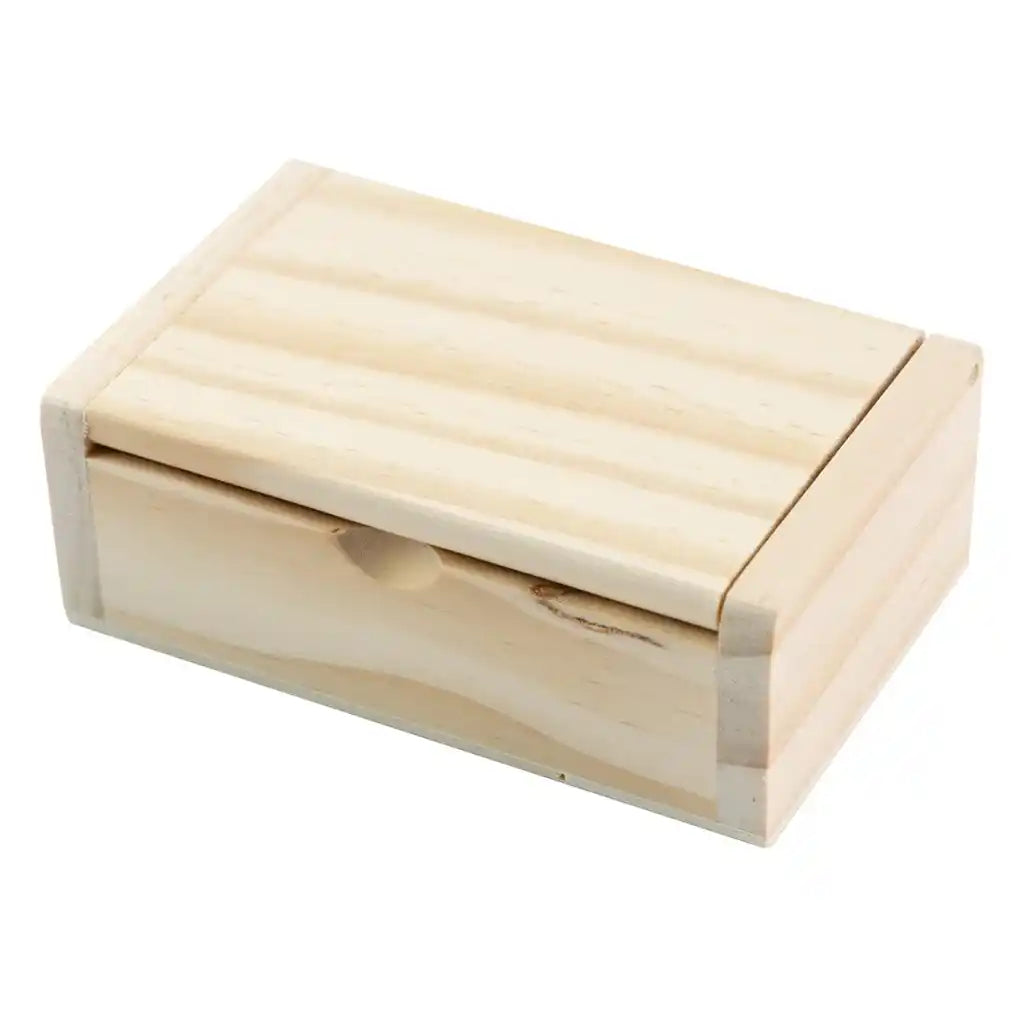 Unfinished Wood Box with Wood Hinge