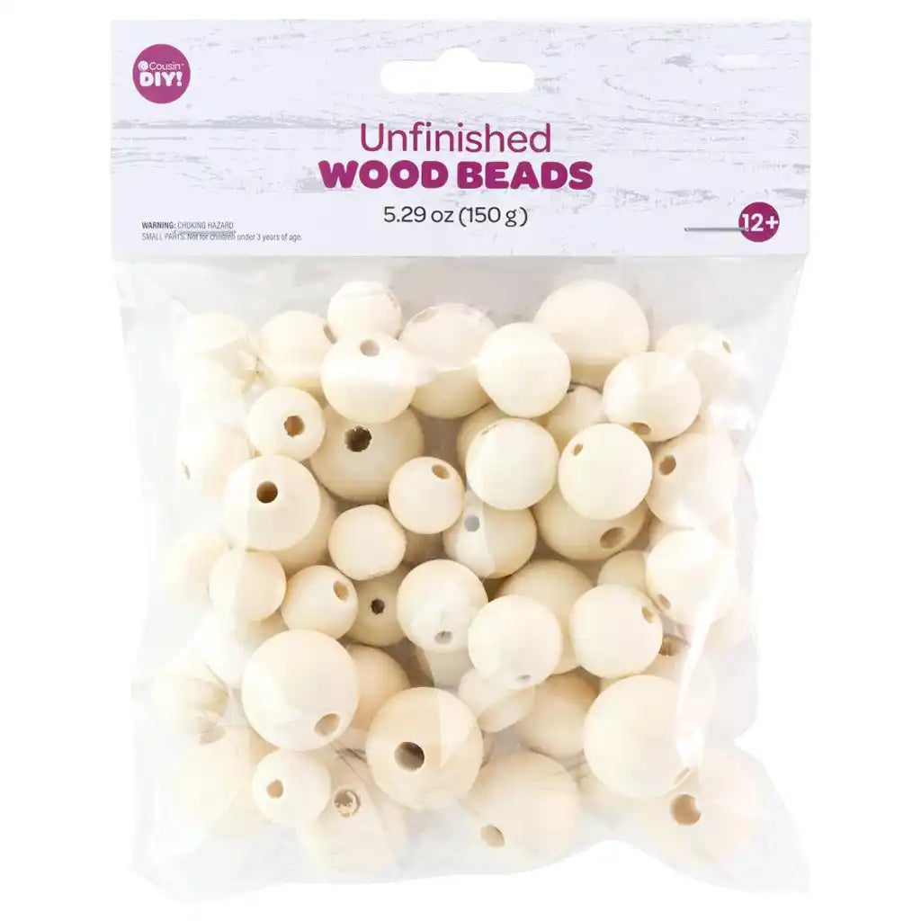 Unfinished Wood Beads Assorted