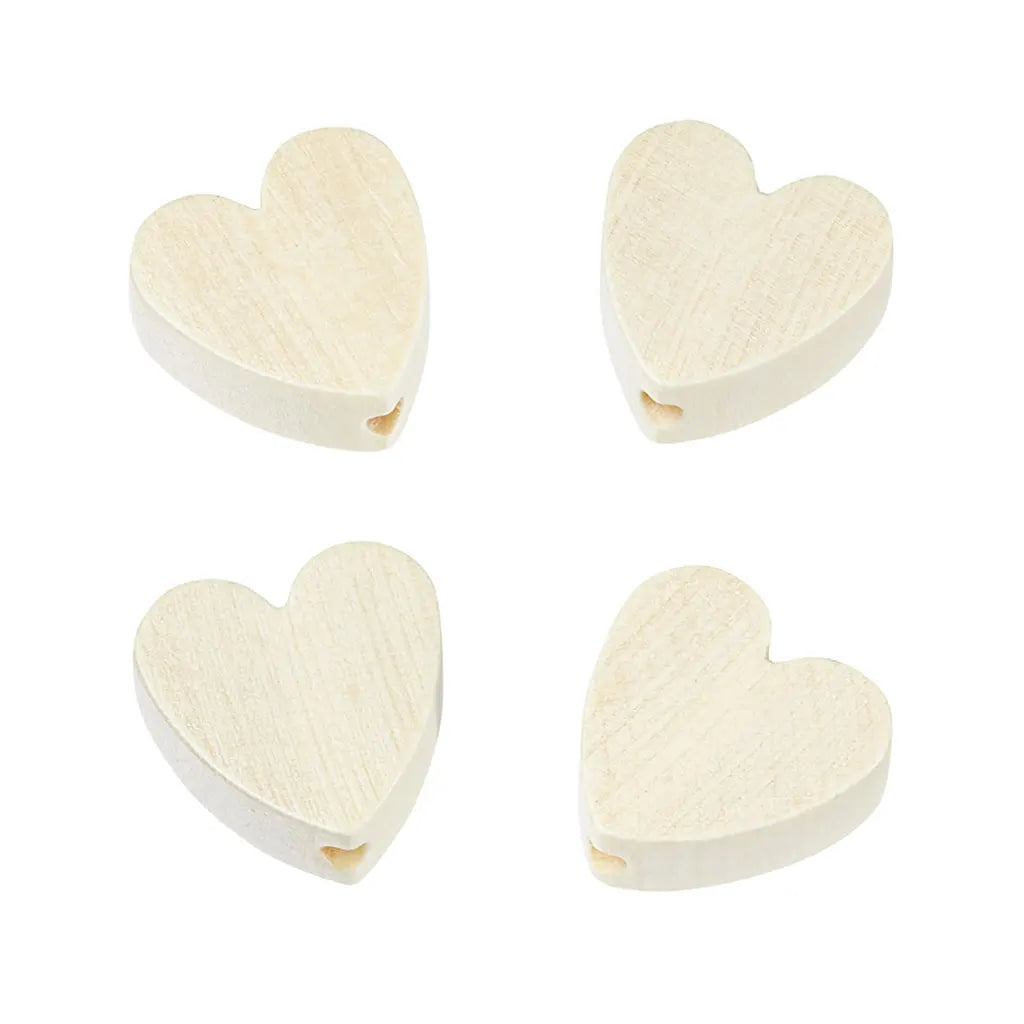 Heart For Dummy Ribbon, 20 x 20 x 8mm, Hole: 3mm, Nature, Light, 4pcs