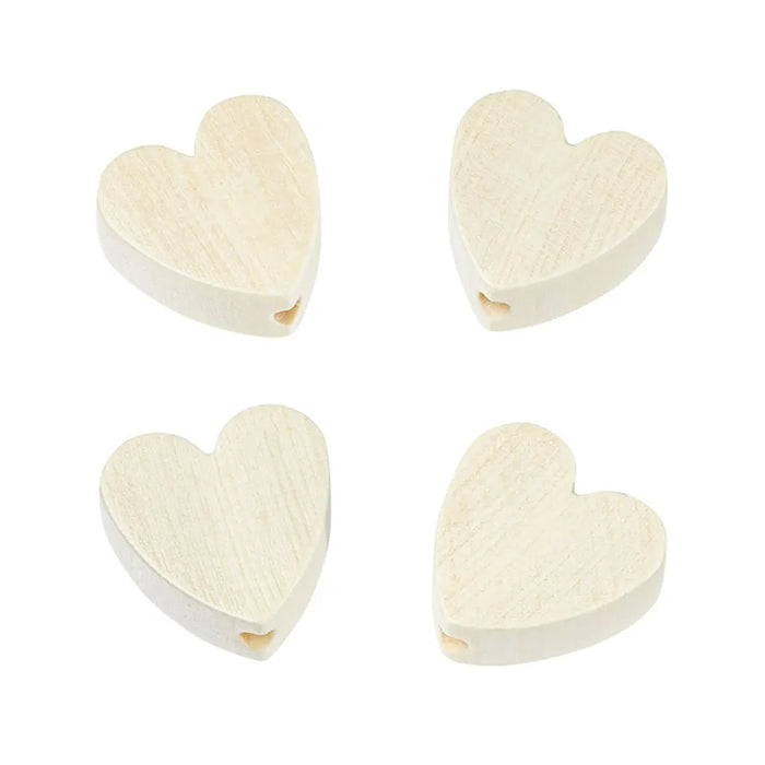 Heart For Dummy Ribbon, 20 x 20 x 8mm, Hole: 3mm, Nature, Light, 4pcs
