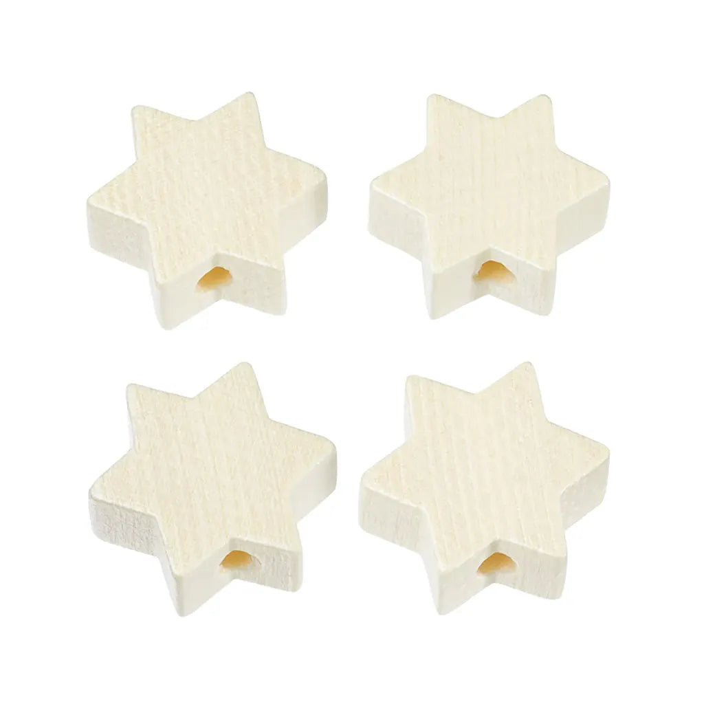 Star For Dummy Ribbon, 19.5 x 19.5 x 8mm, Hole: 3mm, Nature, Light, 4pcs