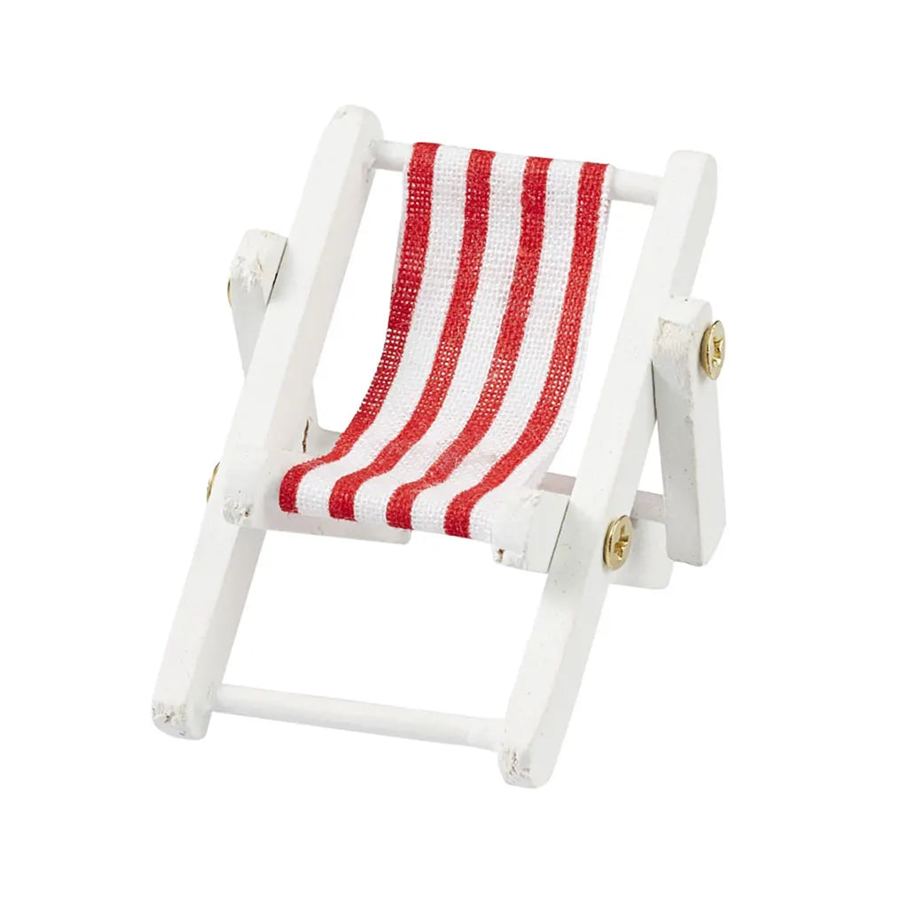 Mini Deck Chair, 5 x 3.5cm, Red/White