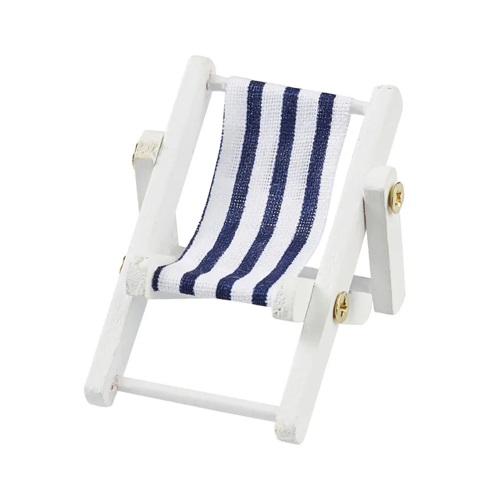 Mini Deck Chair, 5 x 3.5cm, Blue/White