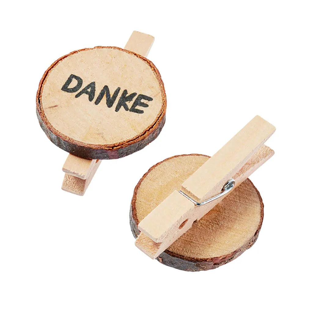 Wooden Disks "Danke" (German Text) With Peg, 4pcs