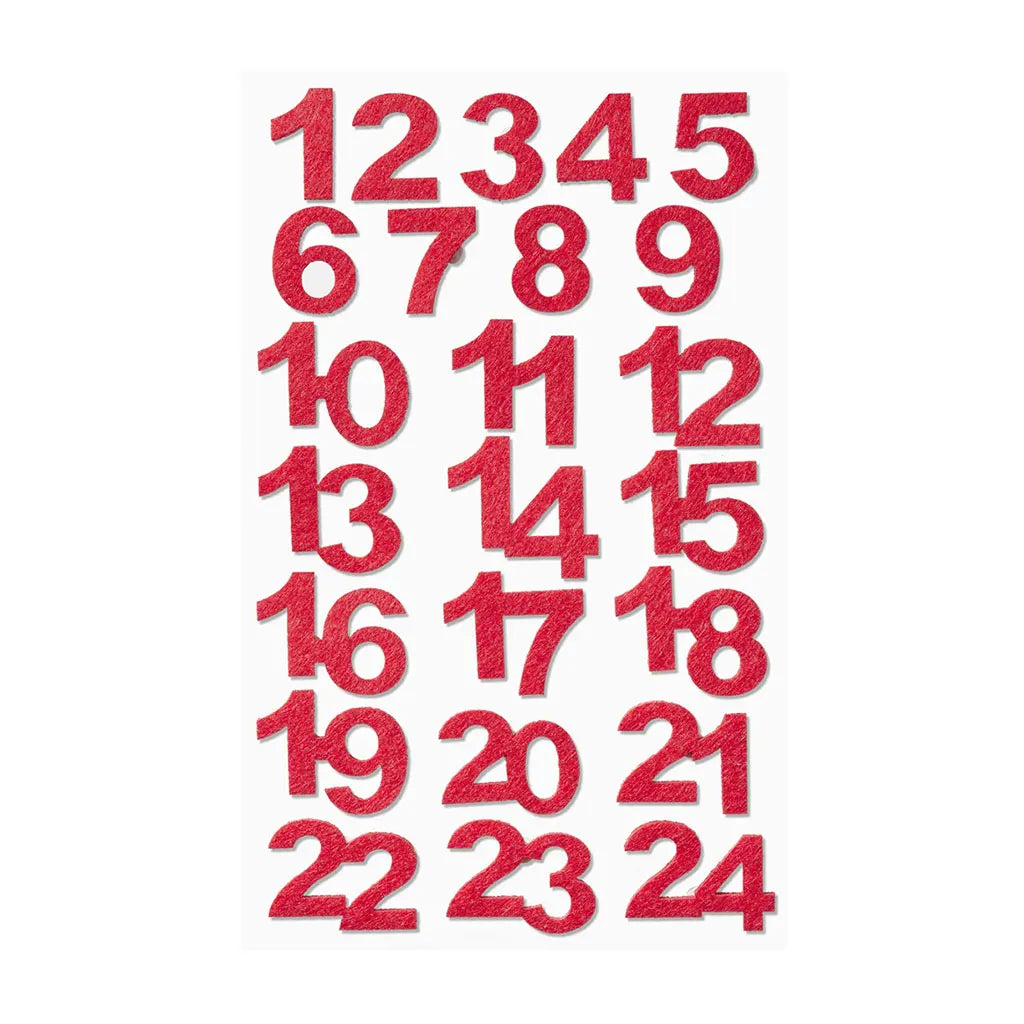Felt Advent Numbers, 1-24, Red