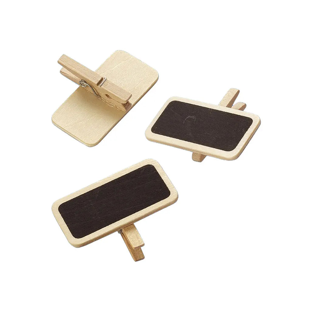 Wooden Mini Board With Clip, 4 x 2 x 3cm, 6pcs