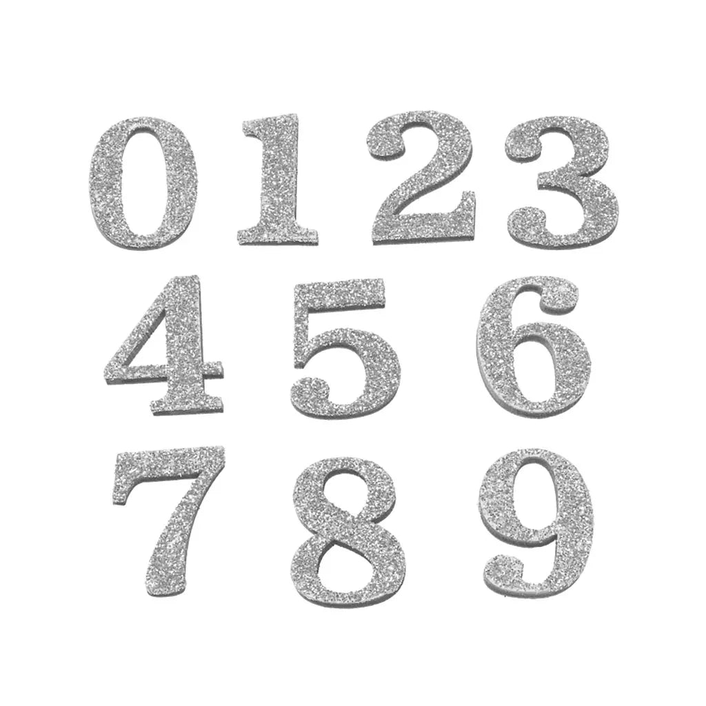 Number Set, 2.8cm, 20 parts, Silver