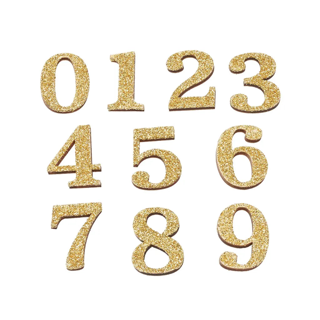 Number Set, 2.8cm, 20 parts, Gold