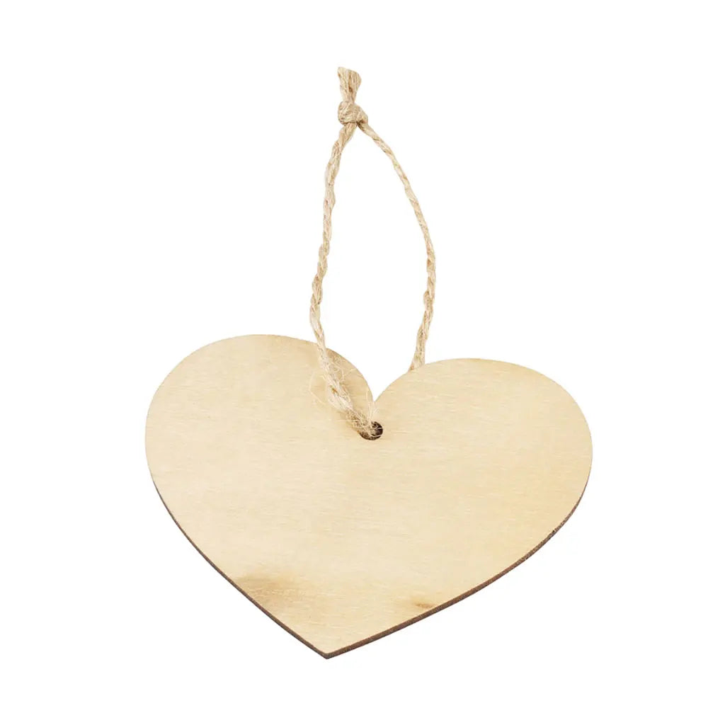 Wooden Hanger Heart, 6cm, 6pcs