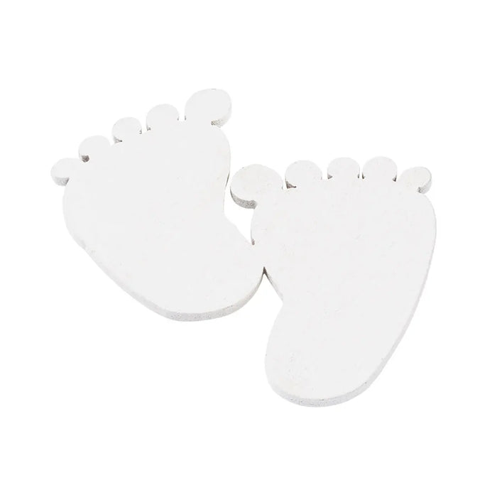 Wooden Baby Feet, 6.5cm, White, 8pcs